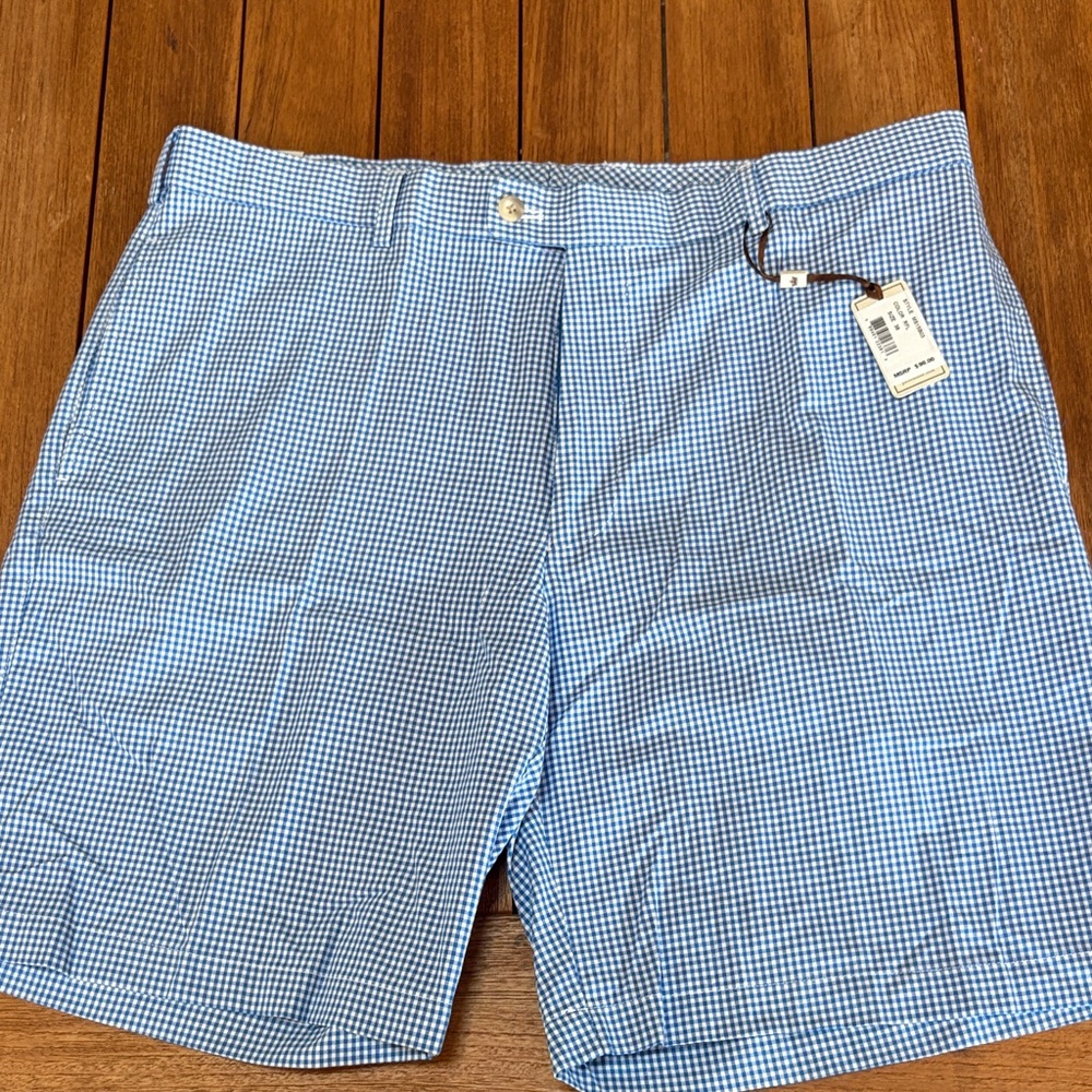 NEW Peter Millar Blue Gingham Shorts